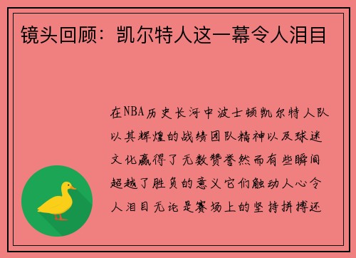 镜头回顾：凯尔特人这一幕令人泪目